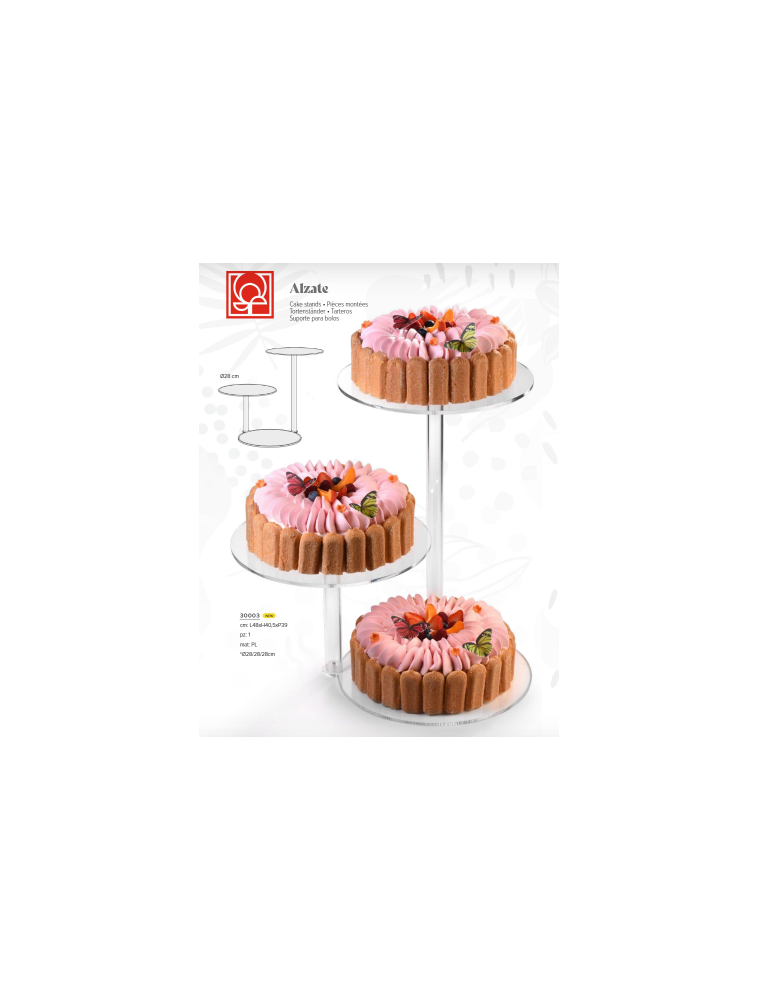Stand tort transparent 3 etaje diam 28cm