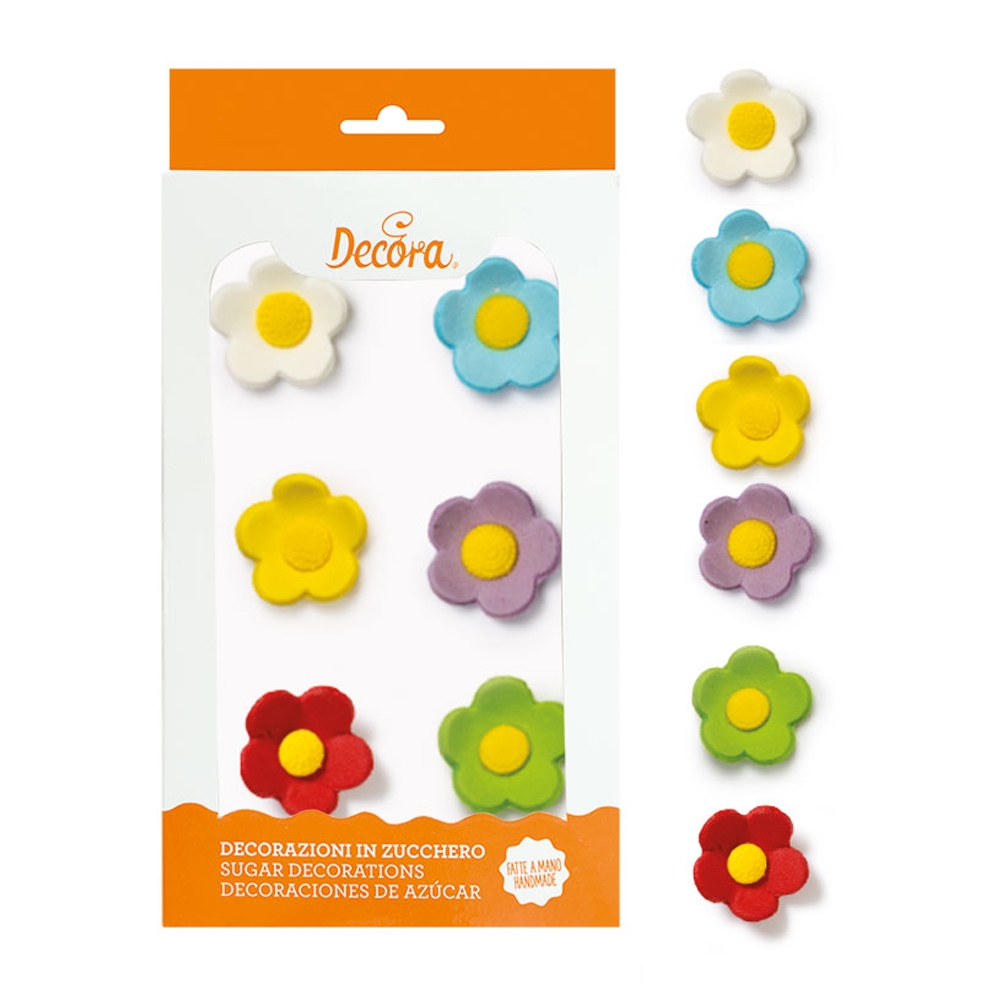 Decor din zahar flori ø 3cm - 6buc