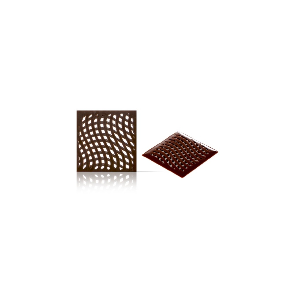 Decor din ciocolata neagra wavy 3d square dark 165buc