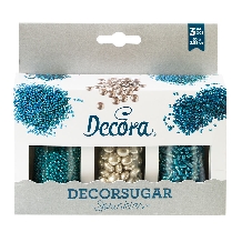 Decor din zahar mix argintiu si albastru 2mm-10mm 85gr