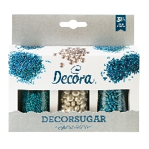 Decor din zahar mix argintiu si albastru 2mm-10mm 85gr