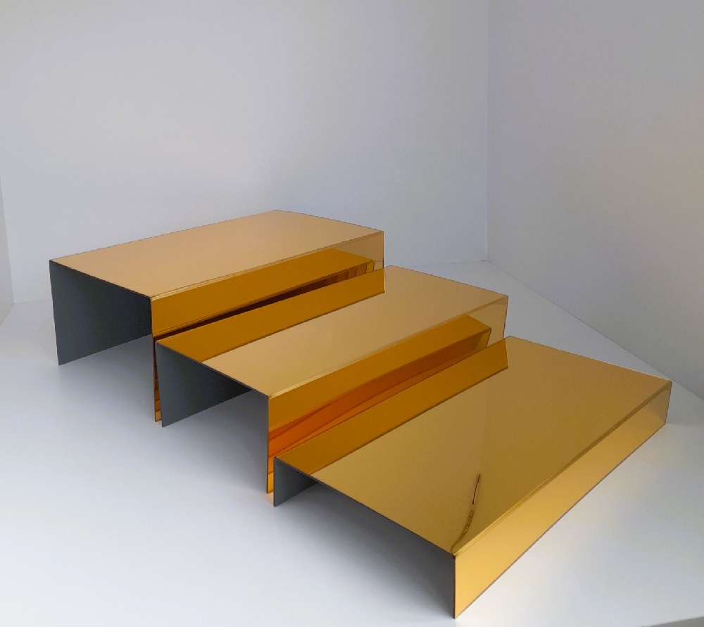 Set suporti plexi dreptunghiular 3 nivele auriu