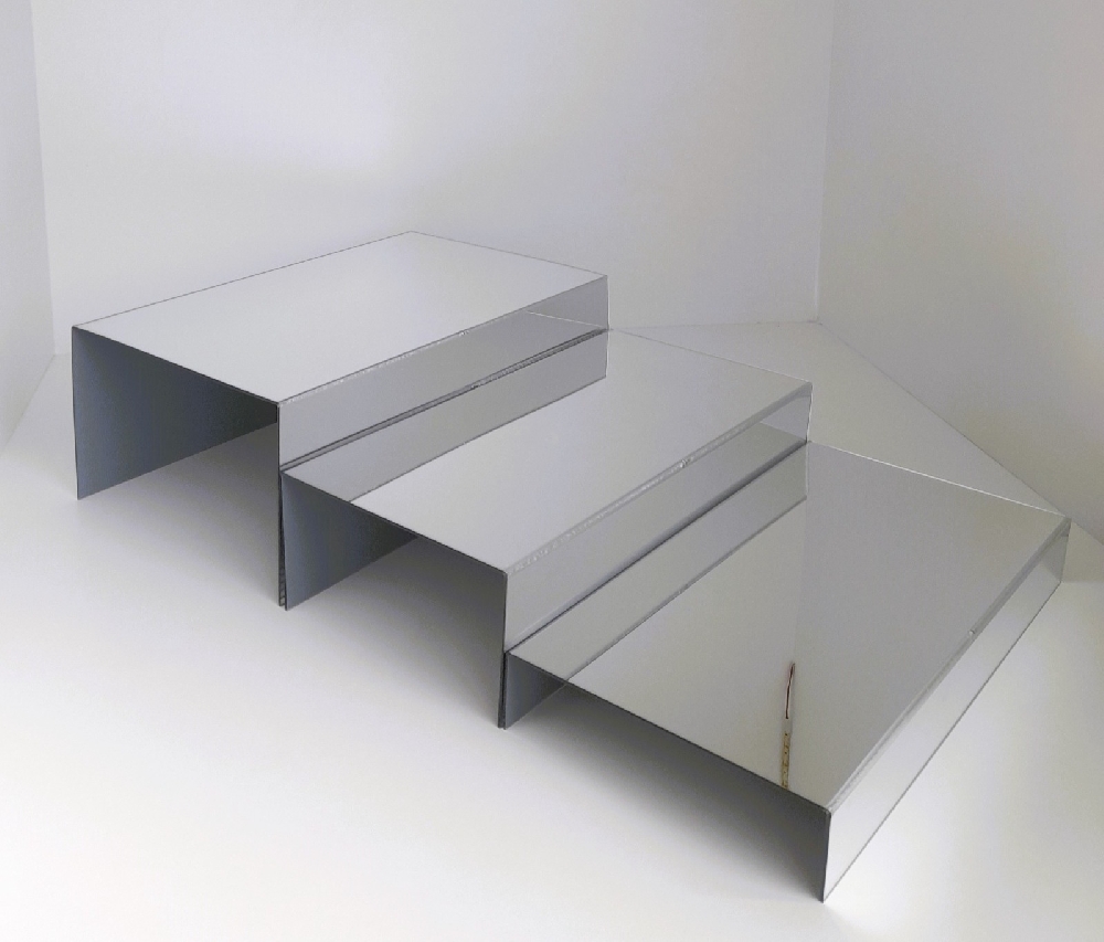 Set suporti plexi dreptunghiular 3 nivele argintiu