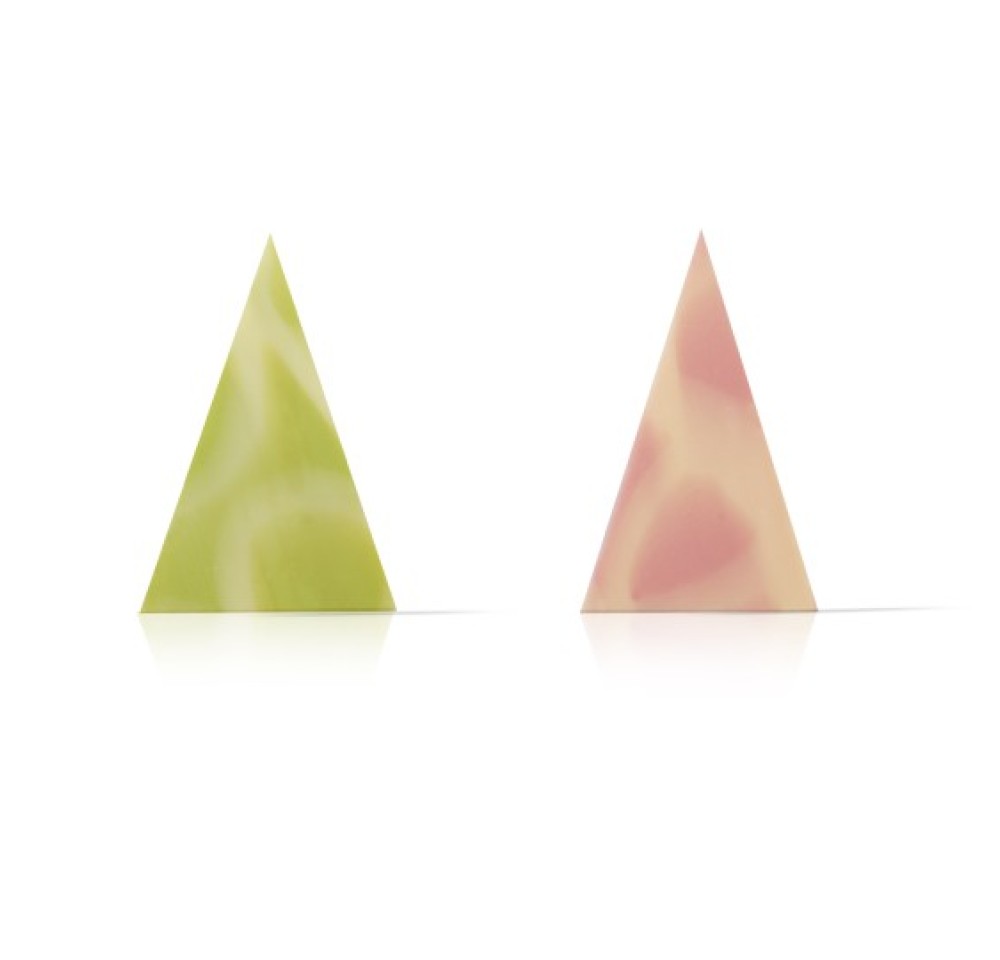 Decor din ciocolată triunghi green/pink 290buc